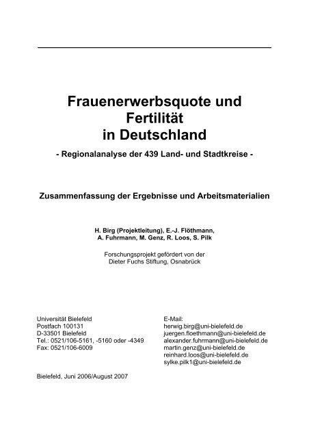 Frauenerwerbsquote und Fertilität in Deutschland - Herwig Birg