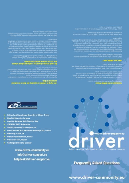 DRIVER FAQ leaflet