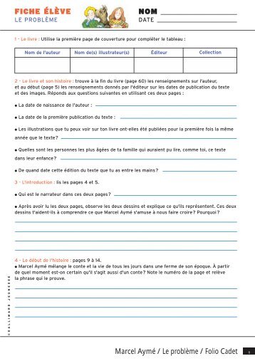 TÃ©lÃ©charger la fiche sur Le problÃ¨me (PDF) - Cercle Gallimard de l ...
