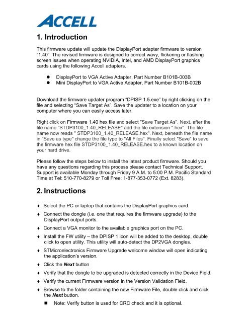 1. Introduction 2. Instructions - Accell