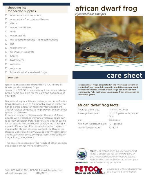 african dwarf frog care sheet - Petco