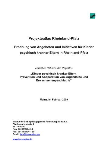 Projekteatlas Rheinland-Pfalz Erhebung von Angeboten und - ism