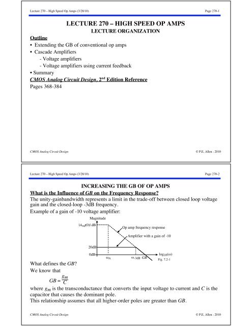 Lecture 270 A A A High Speed Op Amps Analog Ic Design Org