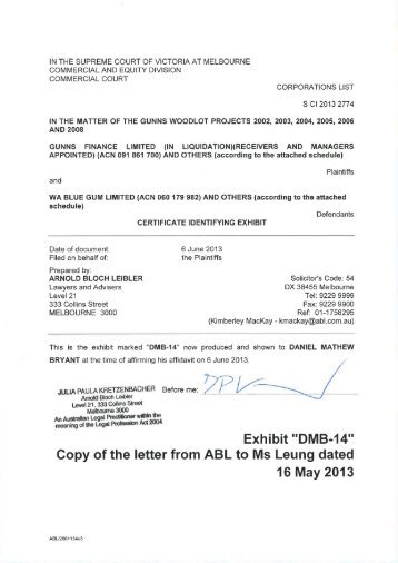 Exhibit 14 for Affidavit of Daniel Mathew Bryant - Arnold Bloch Leibler