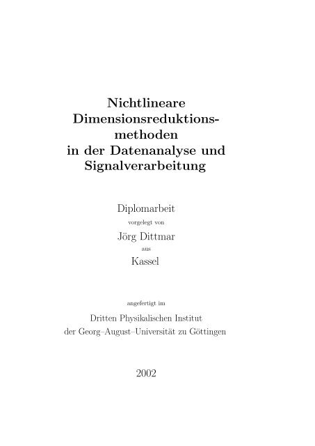 Nichtlineare Dimensionsreduktionsmethoden in der ... - DPI