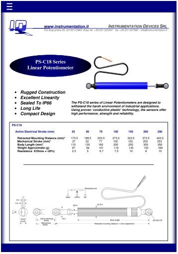 PS-C18 Series Linear Potentiometer - Instrumentation Devices