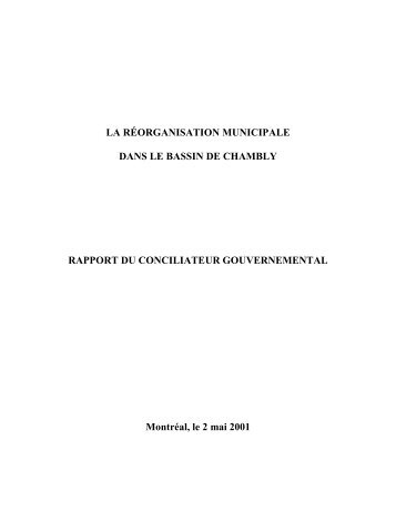 La rÃ©organisation municipale dans le bassin de Chambly - Affaires ...