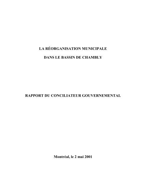 La rÃ©organisation municipale dans le bassin de Chambly - Affaires ...