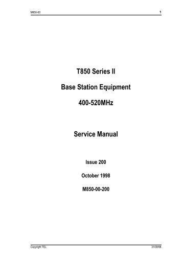 T850 Series II Base Station Equipment 400-520MHz Service Manual