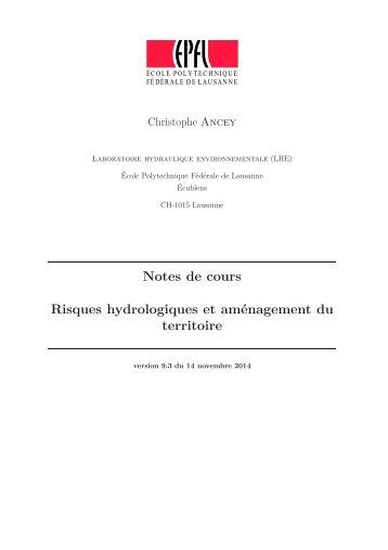 Notes de cours Risques hydrologiques et ... - LHE - EPFL