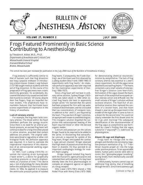 July 2009 - Anesthesia History Association