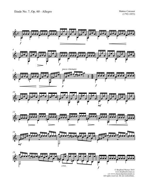 Etude No. 7, Op. 60 - Classical Guitar Canada