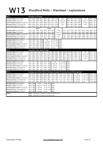 W13 timetable - London Bus Routes