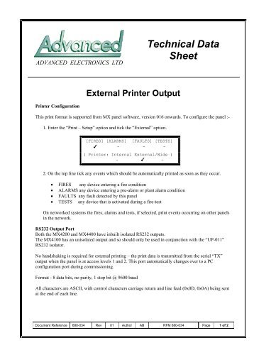 external printer output - Fire & Security Solutions Ltd