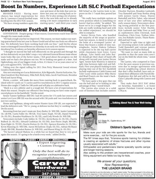 X Fall Sports 2012 - Watertown Daily Times
