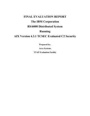 RS/6000 Running AIX Version 4.3.1 - Ashton Security Laboratories ...
