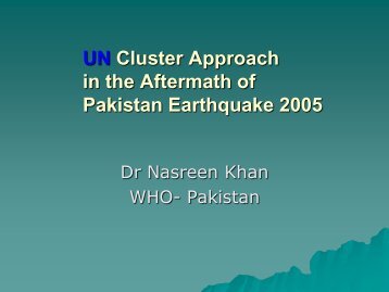 UN Cluster Approach Response to Pakistan Earthquake 2005 - IAWG