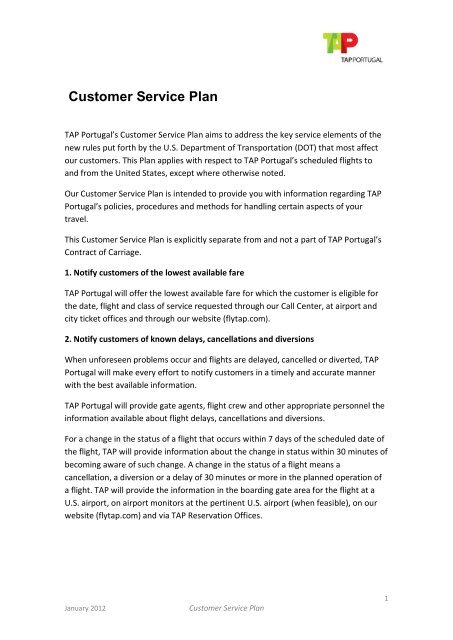 Customer Service Plan - TAP Portugal