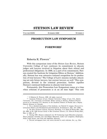 STETSON LAW REVIEW - Stetson University College of Law