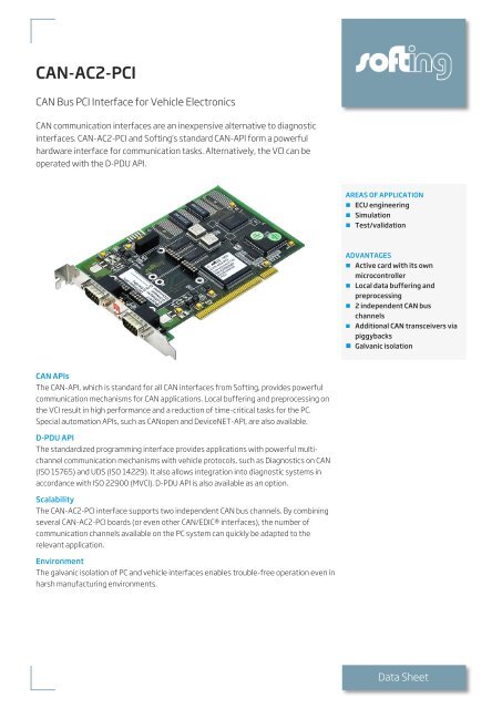 CAN-AC2-PCI - Softing Automotive Electronics GmbH