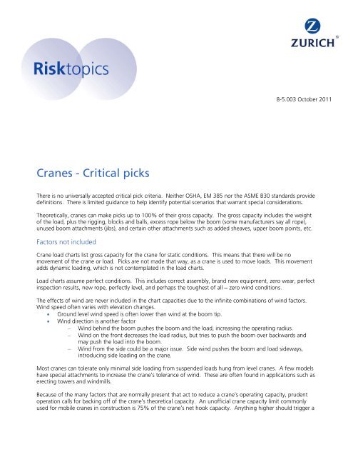 Cranes - Critical picks - Risk Engineering