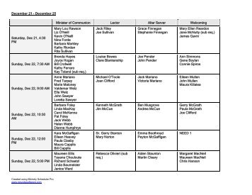 Download complete schedule (Eucharistic ... - St. Agatha Parish