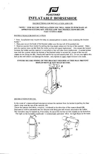 XM Inflatable Horseshoe Lifebuoy & Light Instruction ... - Safety Marine