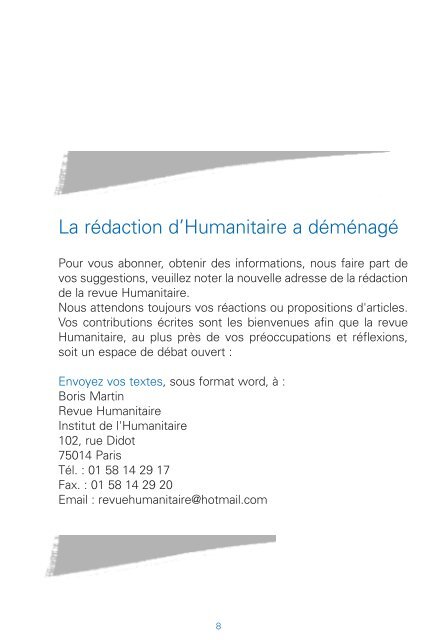 Revue Humanitaire nÂ°3 - automne 2001 - MÃ©decins du Monde