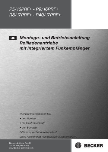 Becker Rohrmotor PRF Anleitung - auf enobi.de