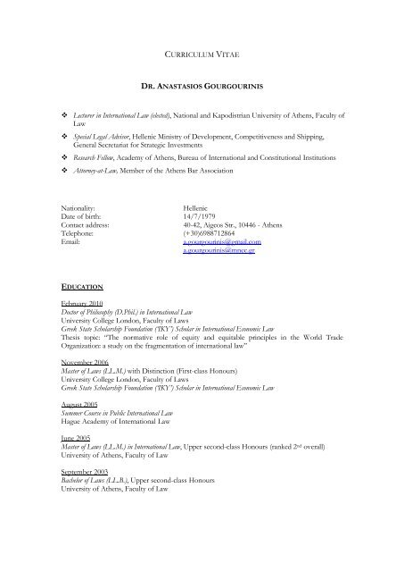 CURRICULUM VITAE - FDI Moot