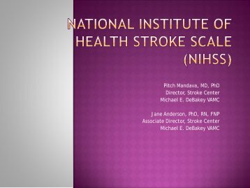 National Institute of Health Stroke Scale (NIHSS) - QUERI