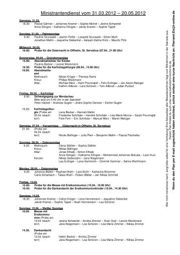 Ministrantenplan 31.03.-20.05.12