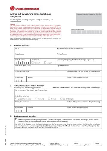 Antrag auf Gewährung eines Abschlags ... - Knappschaft-Bahn-See