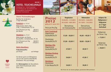 Preise 2012 - Hotel Teuchelwald