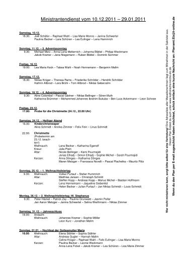 Ministrantenplan 10.12.11-29.01.12