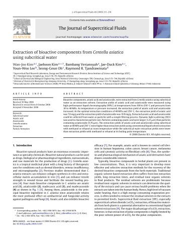 Extraction of bioactive components from Centella asiatica