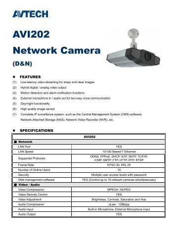 Camera IP Avtech AVI-202 - GTO Security Technologies