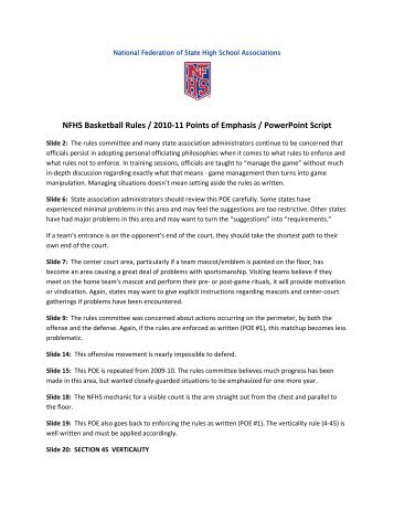 NFHS Basketball Rules / 2010-11 Points of ... - OSAA Basketball
