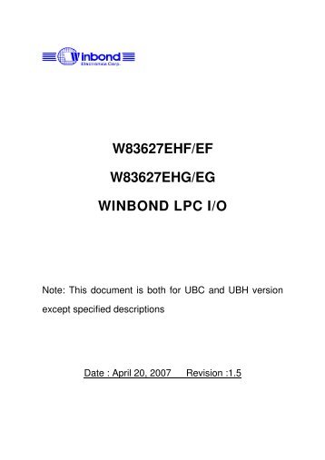 W83627EHF/EF W83627EHG/EG WINBOND LPC I/O - Dfi-itox.com