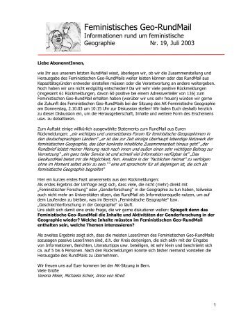 Feministisches Geo-RundMail - AK Geographie und Geschlecht