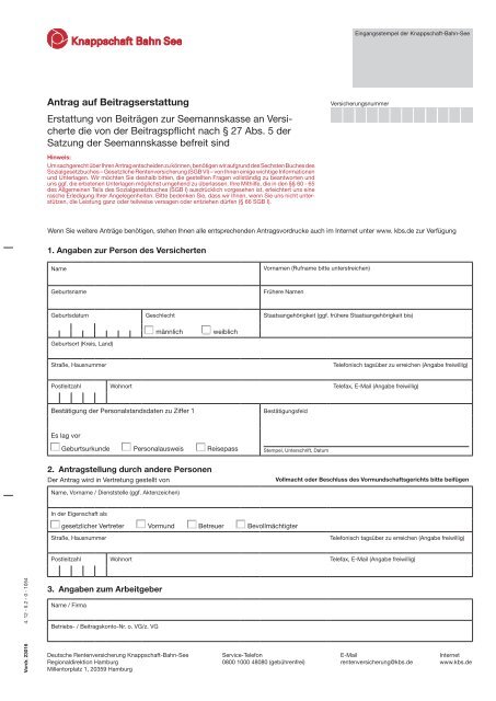 Knappschaft erstattungsantrag