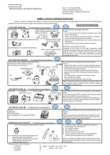 Boletim Informativo da Cidade de Nishinomiya SOBRE A COLETA E ...