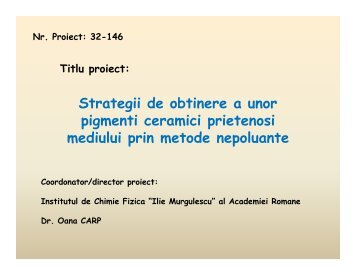 Strategii de obtinere a unor pigmenti ceramici ... - Prezentare