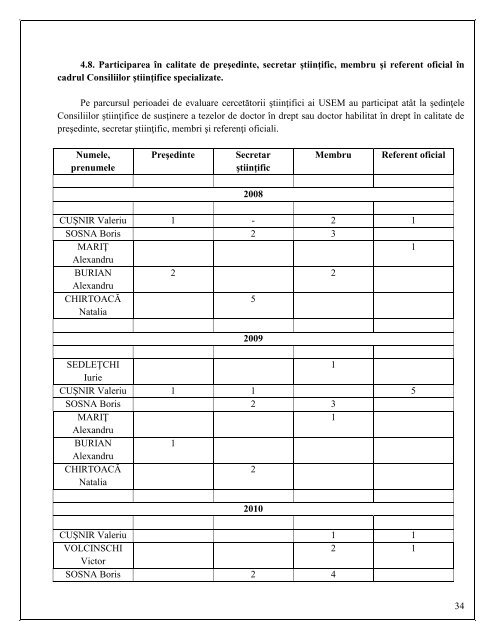 Raport de autoevaluare ştiinţifică a Universităţii de Studii Europene ...