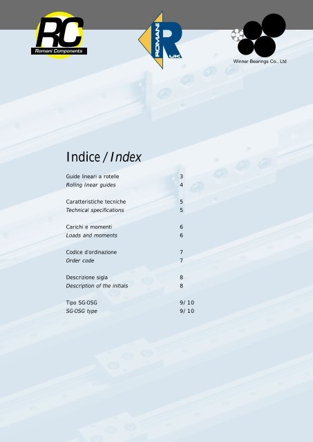 Guide lineari a rotelle Rolling linear guides - Romani Components