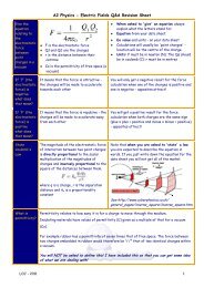 A2 Physics - Electric Fields Q&A Revision Sheet - Cyberphysics