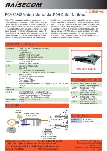 RCMS2802 Modular Multiservice PDH Optical ... - DAVANTEL