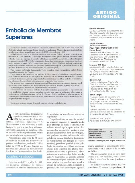 Embolia de Membros Superiores