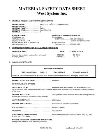 MSDS for West System 423 Graphite Powder - Naked Whiz