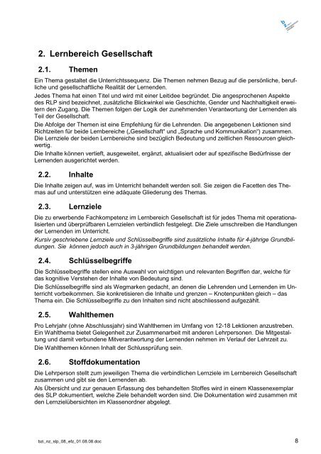 Download Schullehrplan ABU, EFZ - Bildungszentrum Interlaken